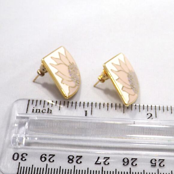 Vintage Laurel Burch Pink Flower Post Earrings, Pink & Gold Sunflowers - Picture 8 of 10